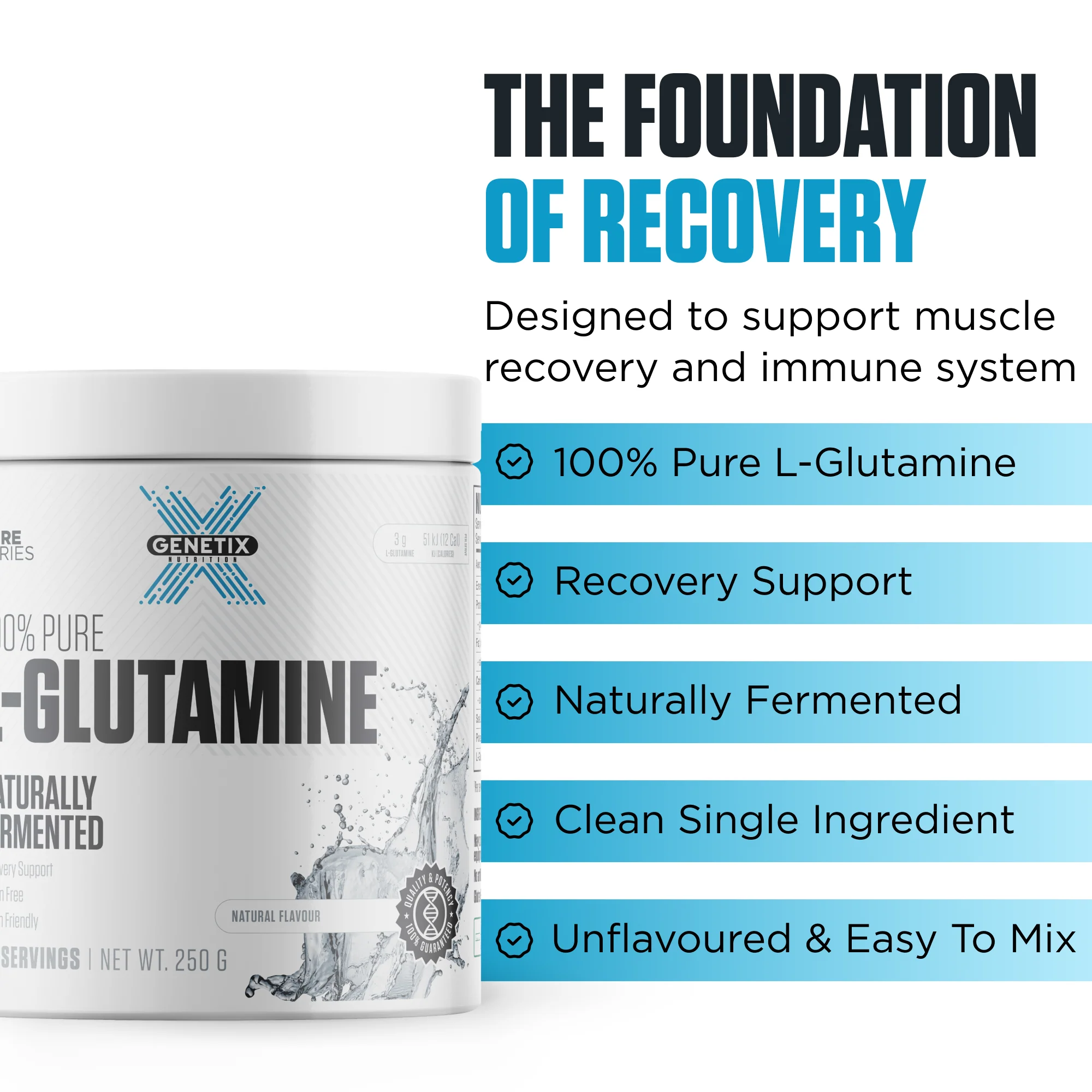 100% Pure Glutamine by Genetix Nutrition Essentials - Image 2
