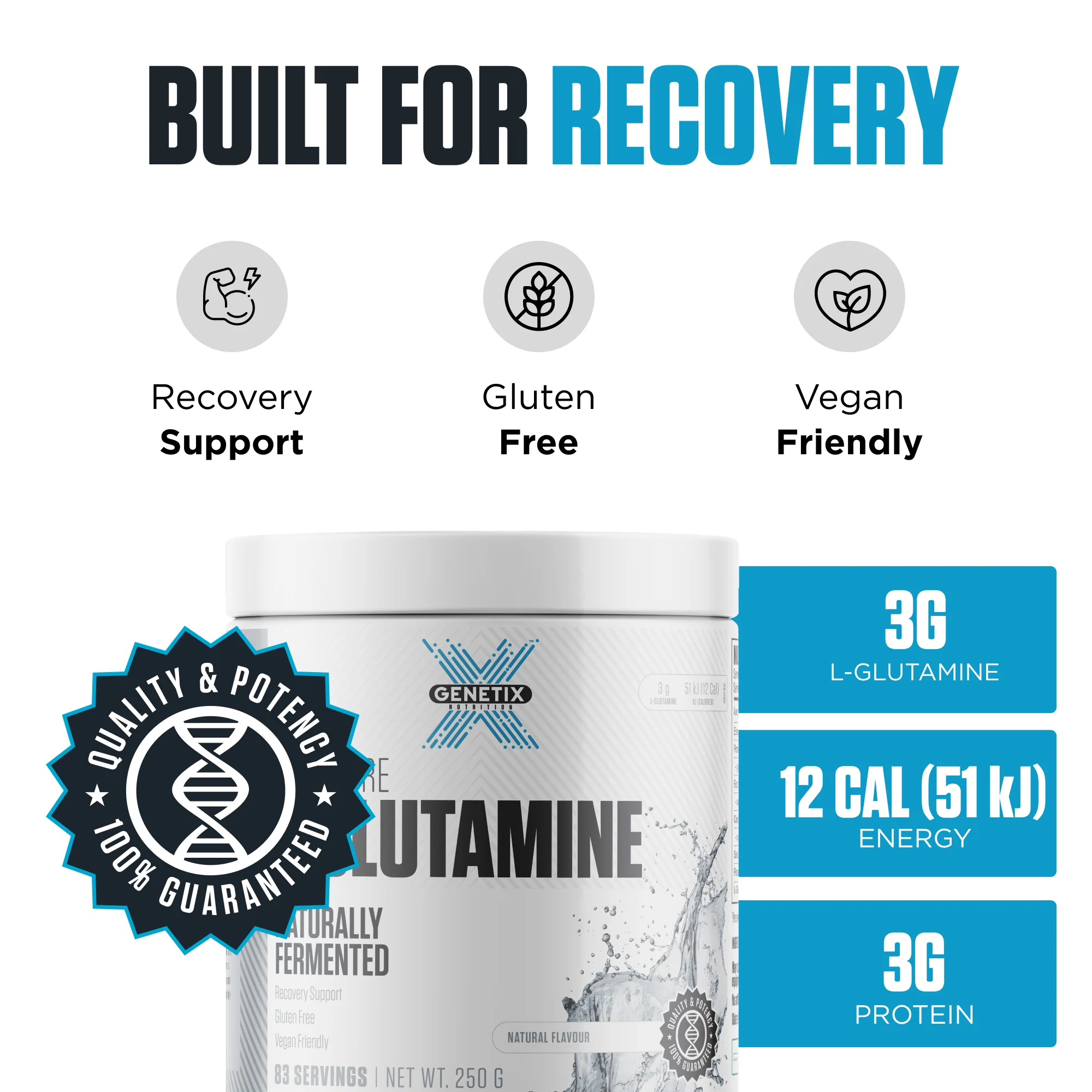 100% Pure Glutamine by Genetix Nutrition Essentials - Image 3