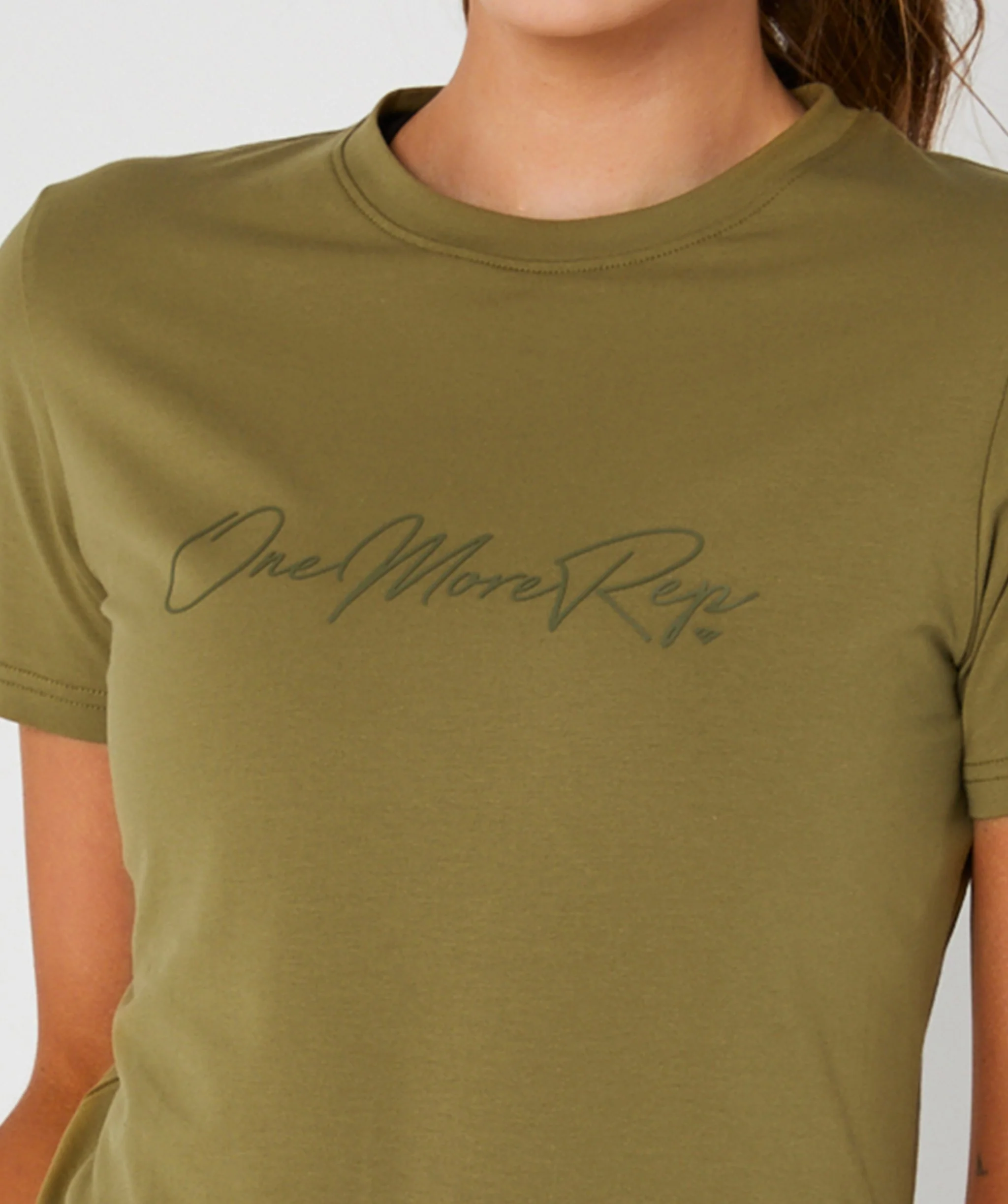 Core Crop Fitted Tee (Khaki) by OneMoreRep - Image 5