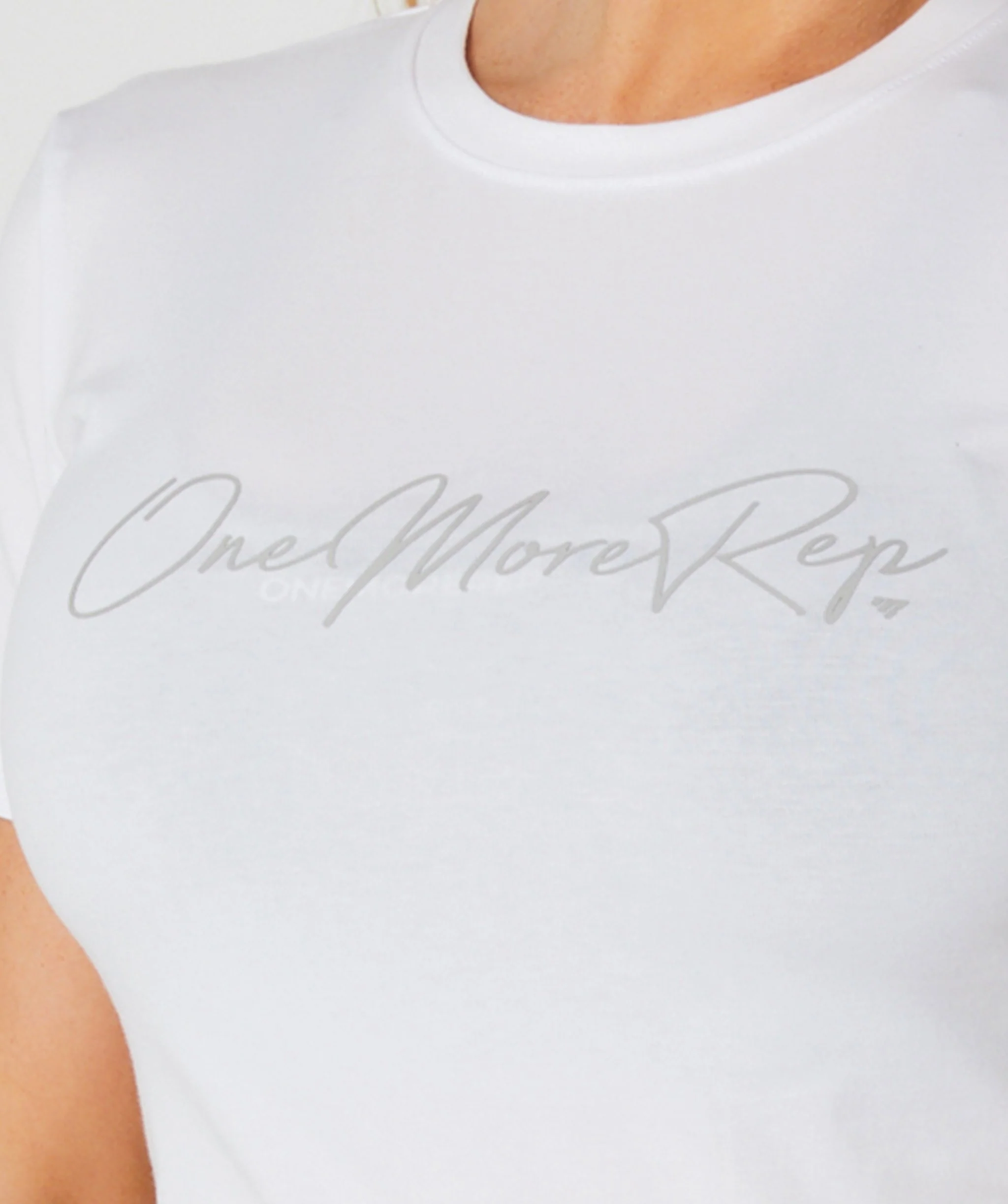 Core Crop Fitted Tee (White) by OneMoreRep - Image 2