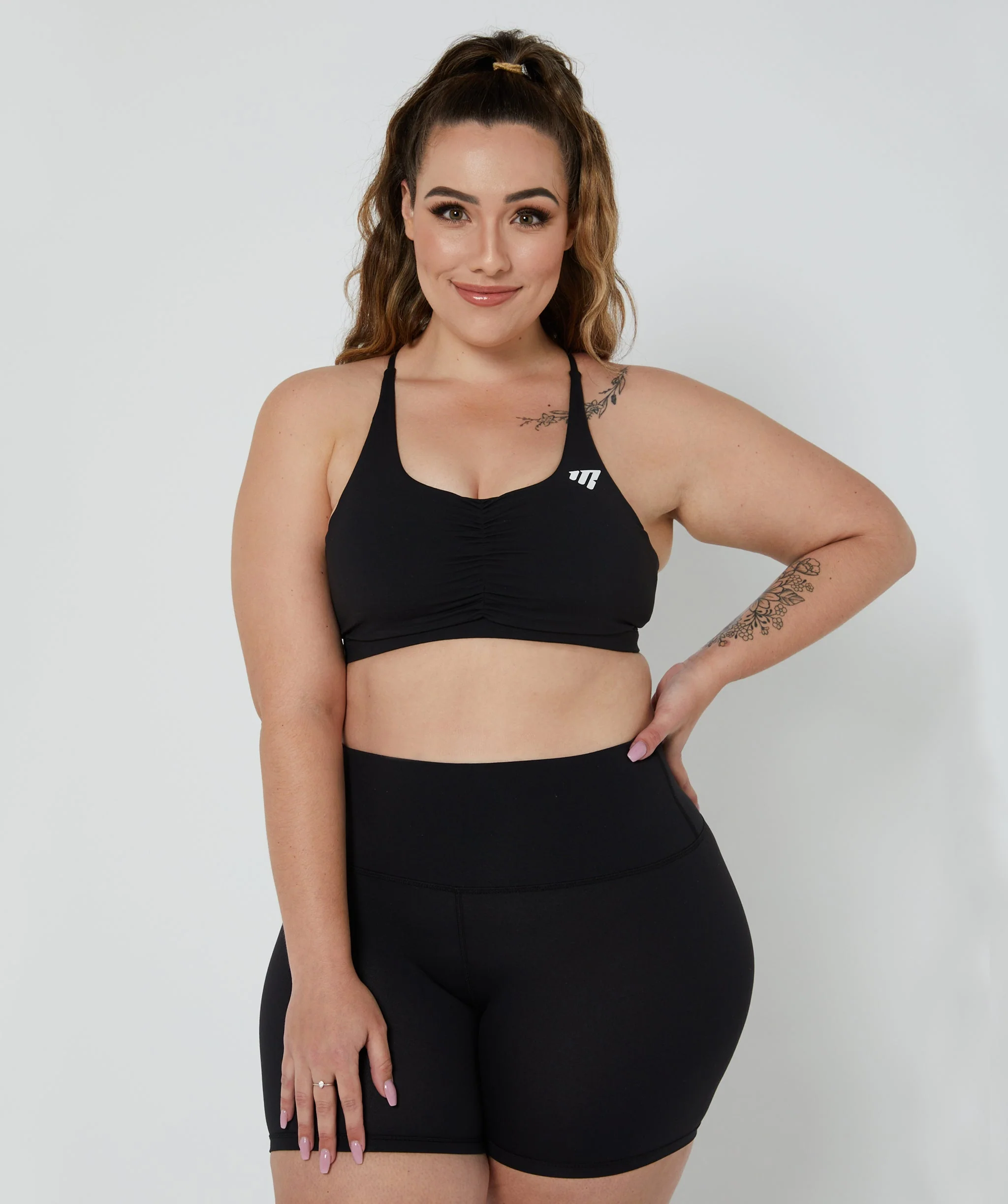 Core Strappy Scrunch Sports Bra (Black) by OneMoreRep - Image 2