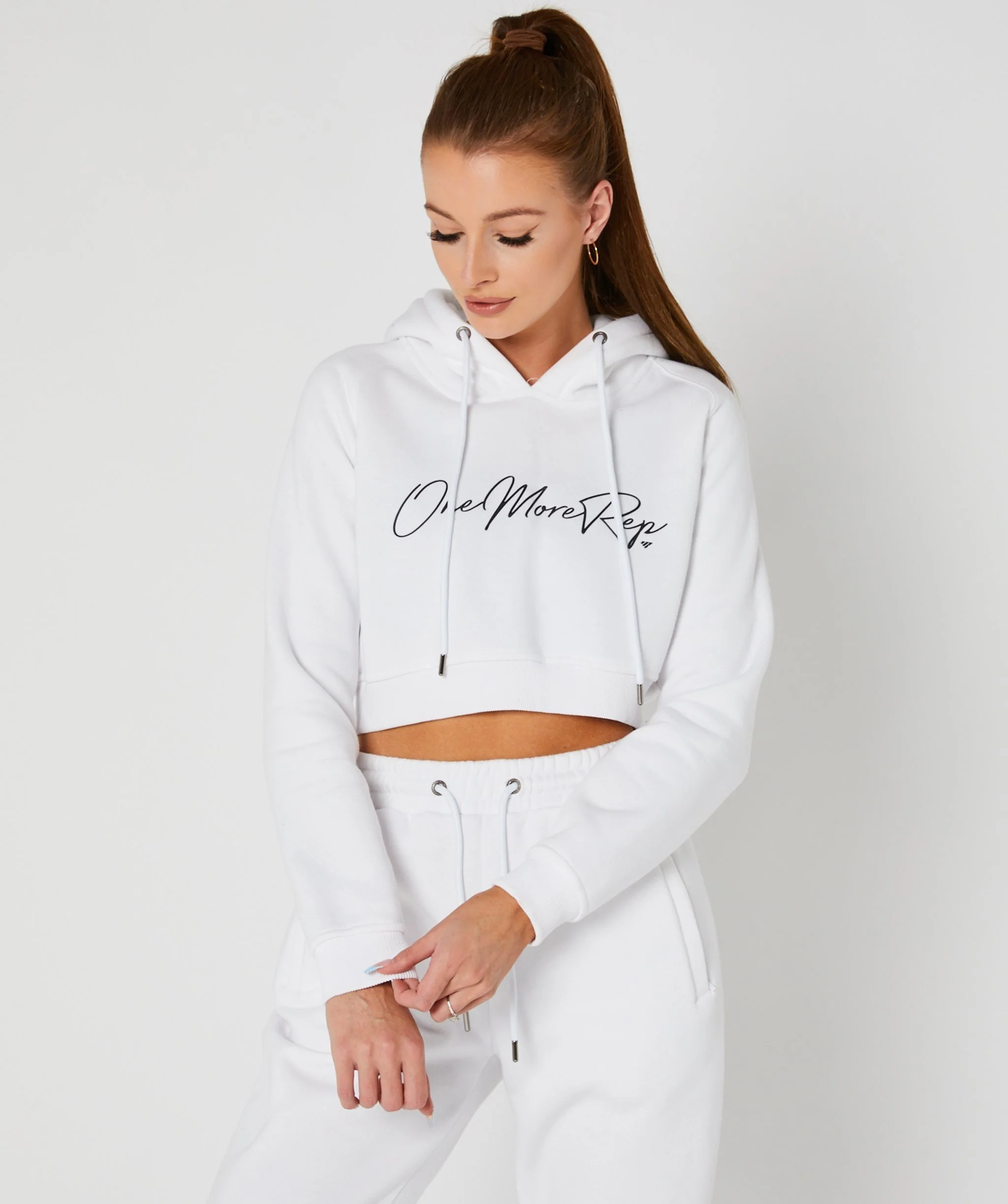 Crop Pullover Hoodie (White) by OneMoreRep - Image 11