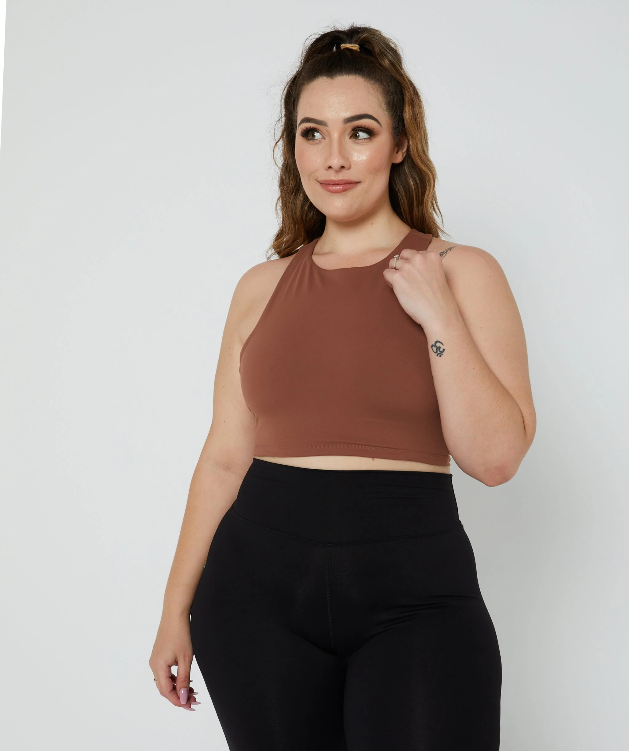 Force T-Back Sports Bra (Mocha) by OneMoreRep - Image 2