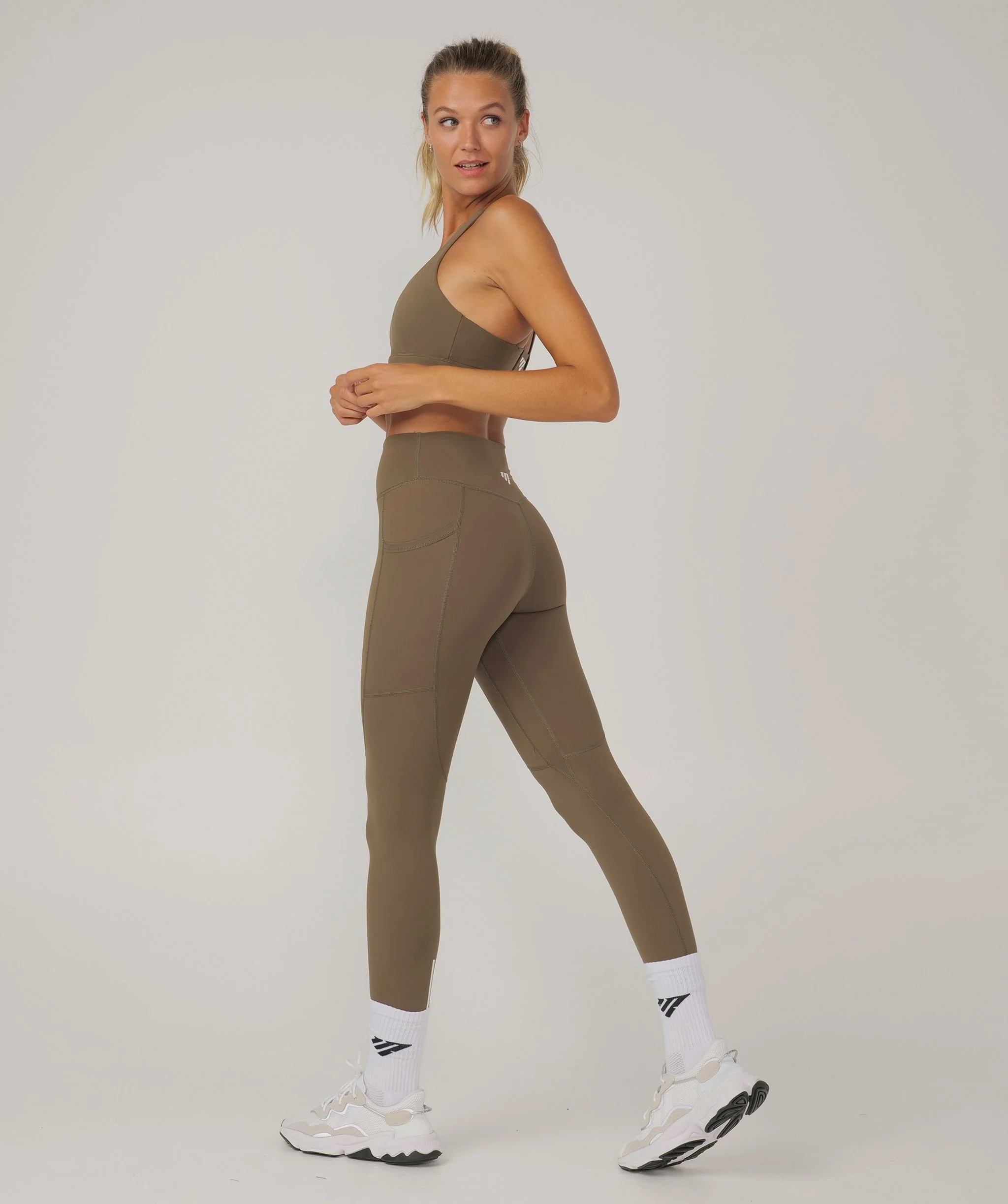 Hype Pocket Full Length Leggings (Khaki) by OneMoreRep - Image 5