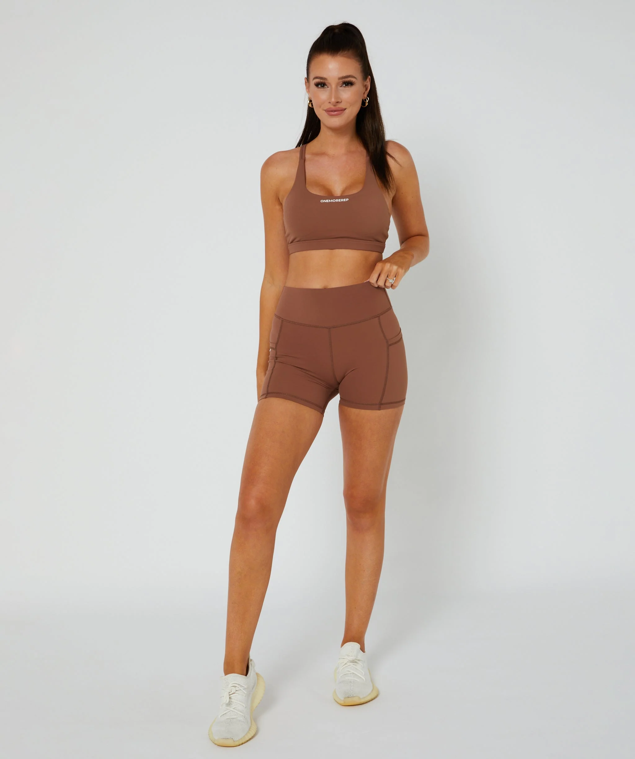 Hype Pocket Shorts (Mocha) by OneMoreRep