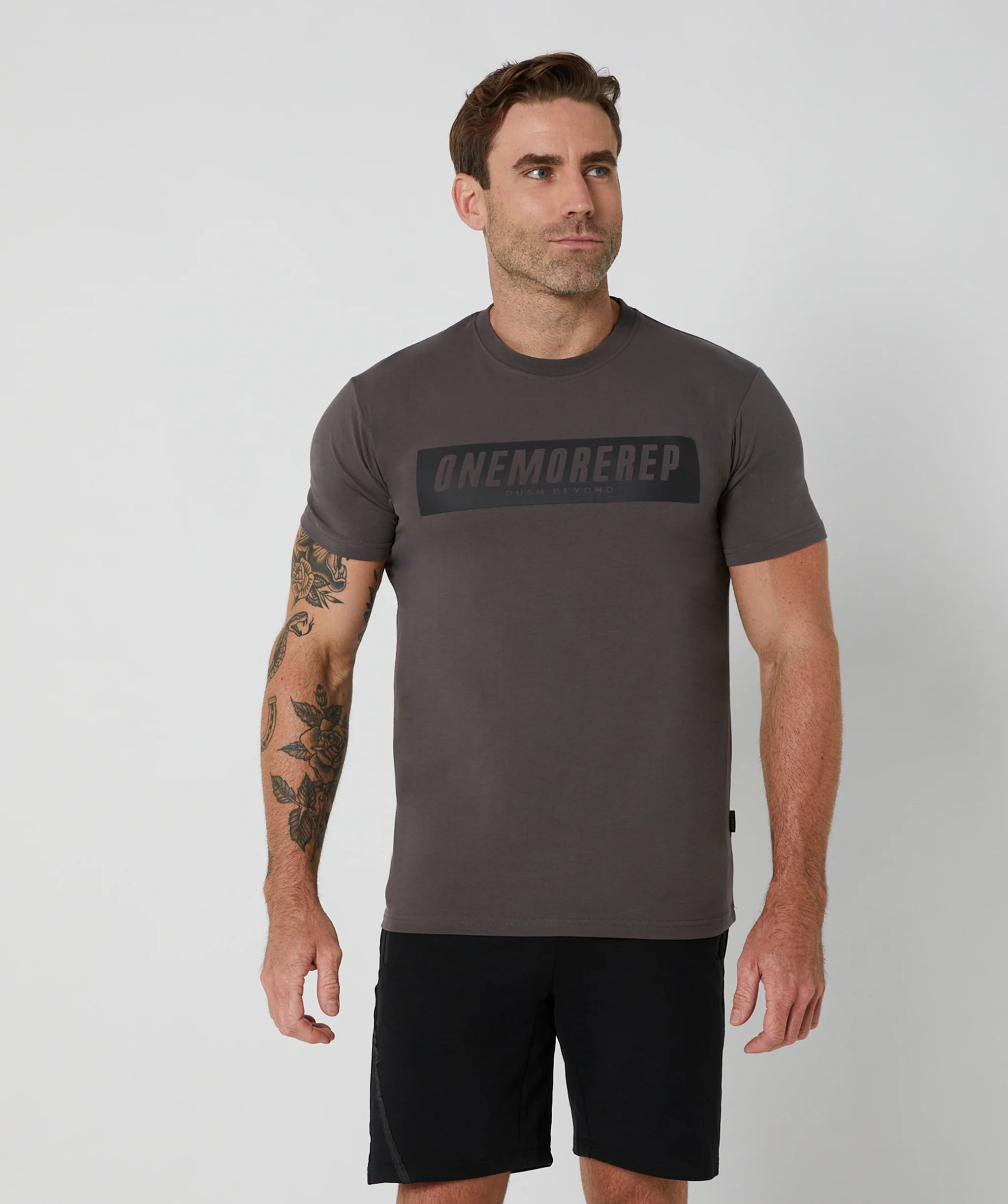 Iconic Block Tee (Charcoal) by OneMoreRep