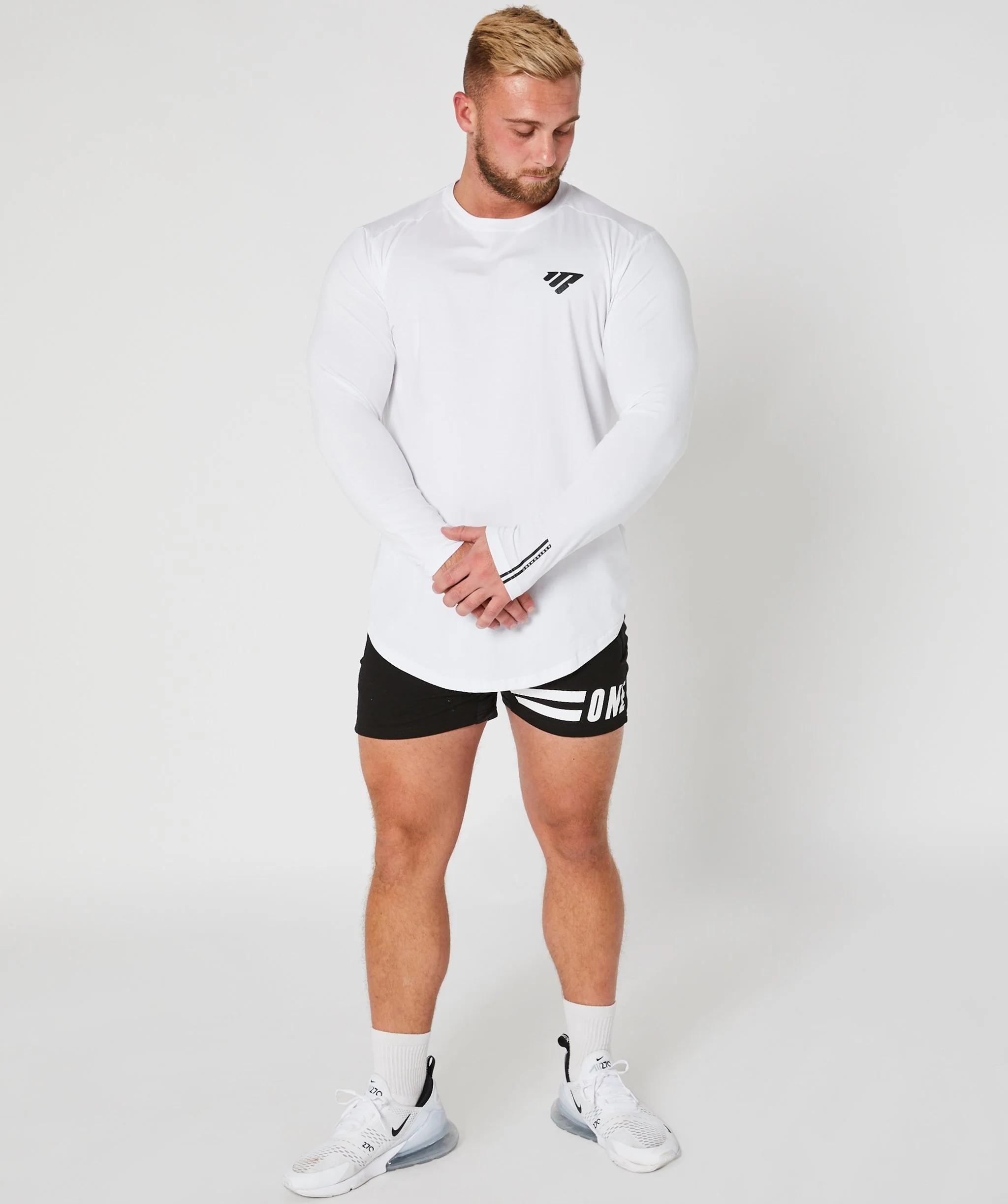 Iconic Fitted Long Sleeve Tee (White) by OneMoreRep