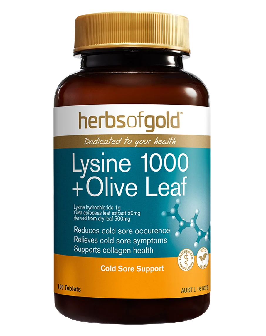 Lysine 1000 + Olive Leaf by Herbs of Gold