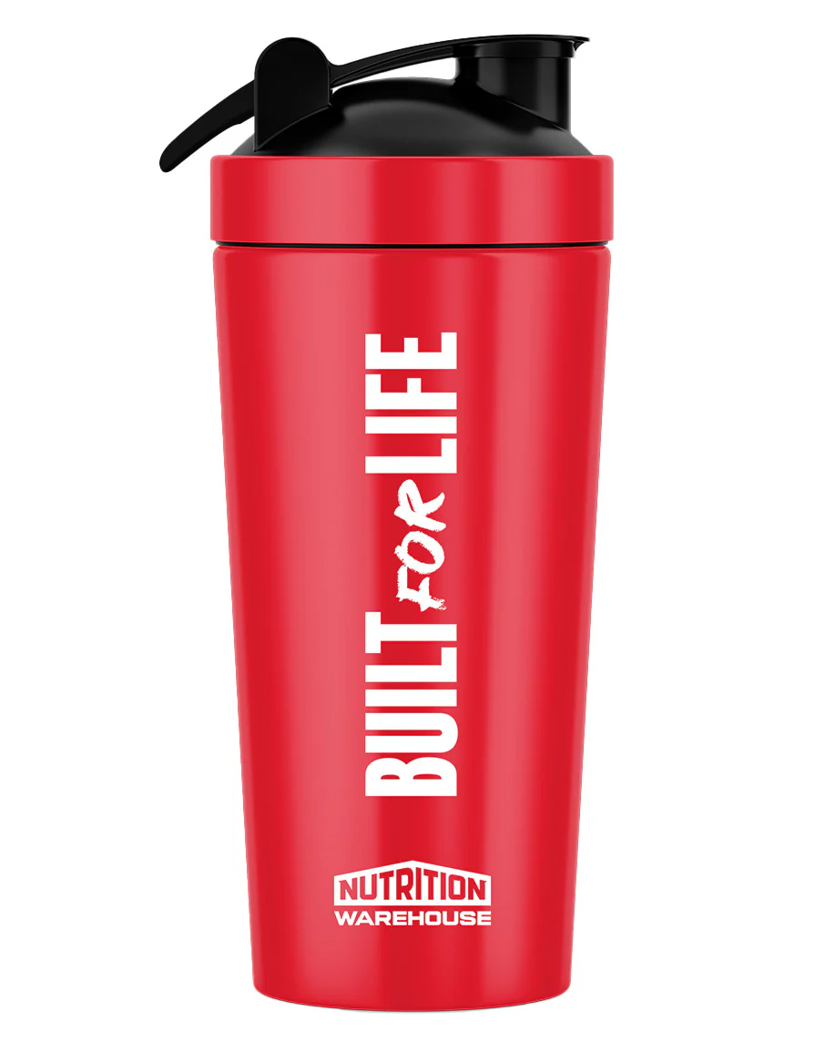 New Built For Life Stainless Steel Shaker (Red) by Nutrition Warehouse