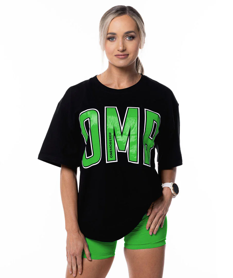 Oversized Pump Unisex Tee Black/Apple Green by OneMoreRep