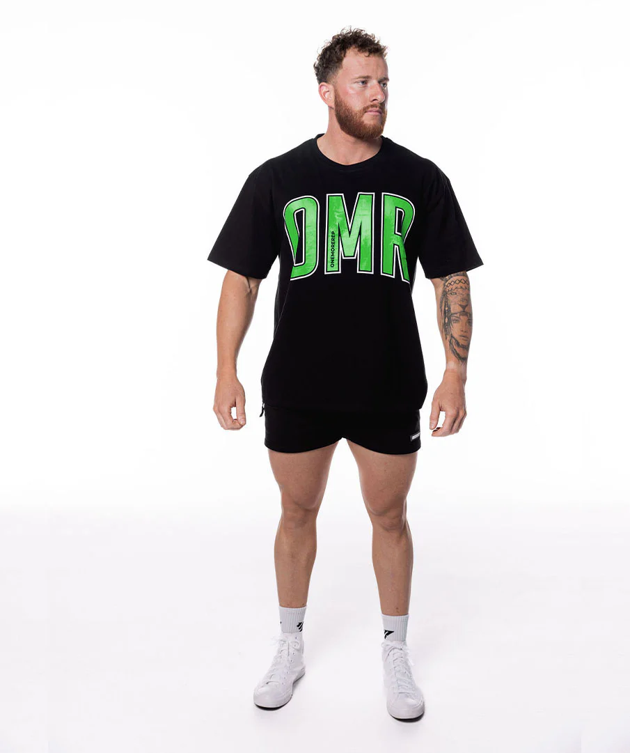 Oversized Pump Unisex Tee Black/Apple Green by OneMoreRep - Image 4
