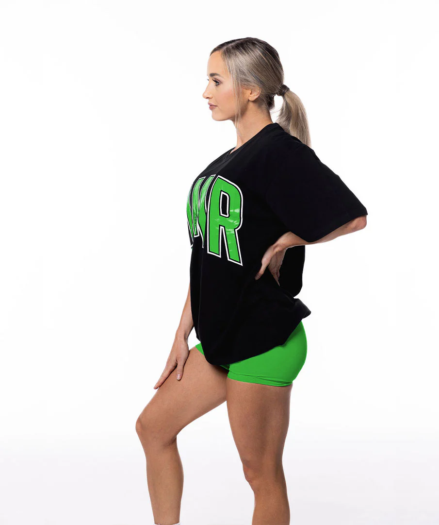 Oversized Pump Unisex Tee Black/Apple Green by OneMoreRep - Image 6