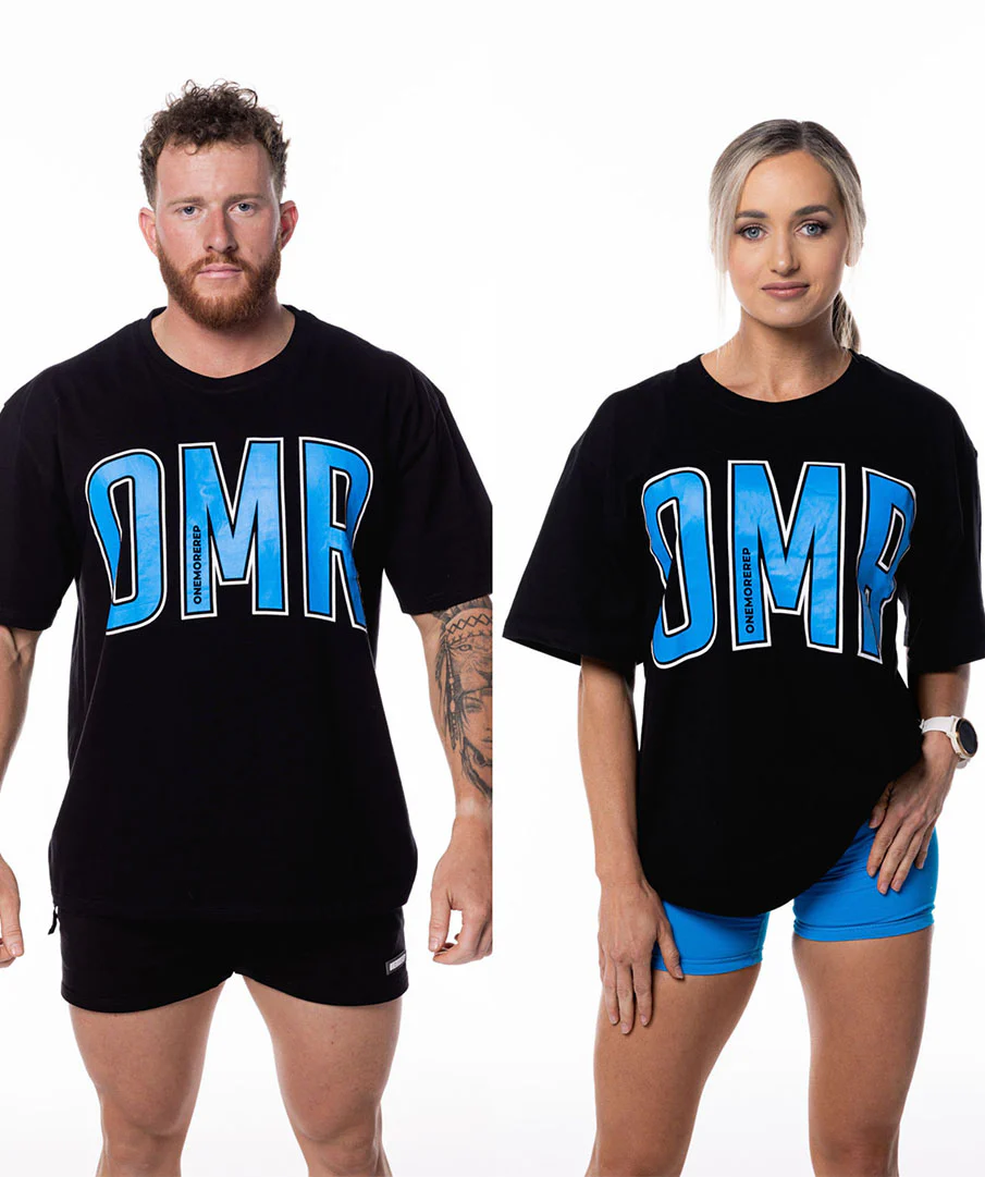 Oversized Pump Unisex Tee Black/Blue Raz by OneMoreRep - Image 11