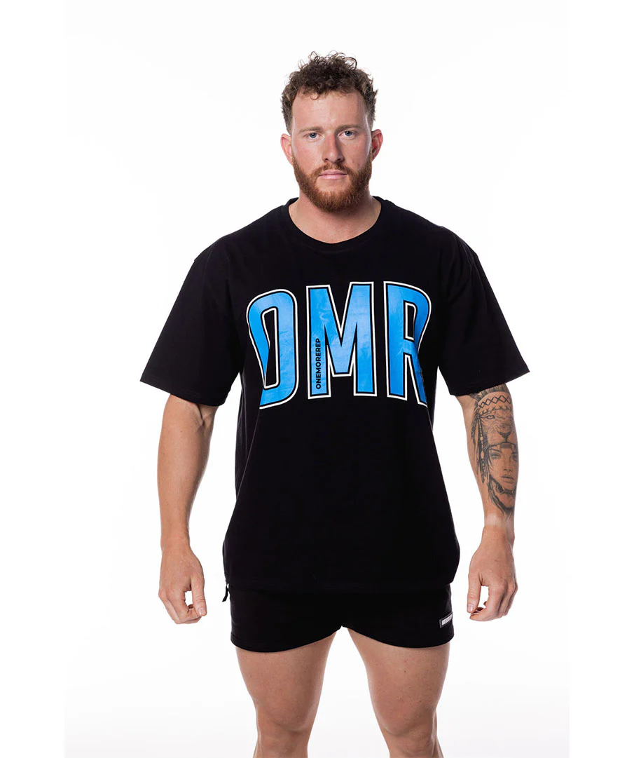 Oversized Pump Unisex Tee Black/Blue Raz by OneMoreRep - Image 5