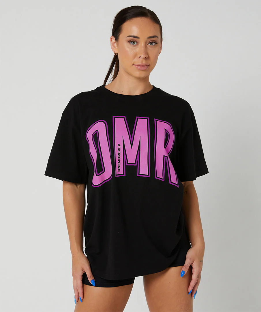 Oversized Pump Unisex Tee Black/Candy Pink by OneMoreRep - Image 2