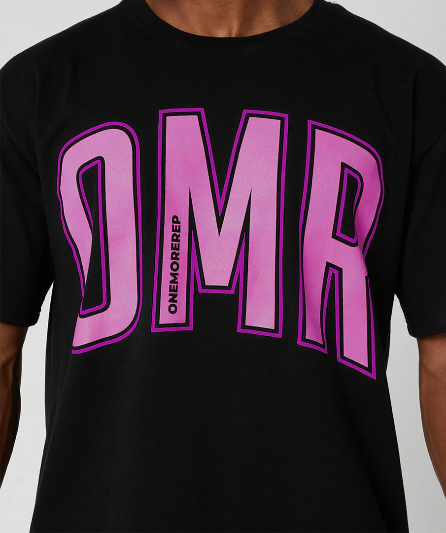 Oversized Pump Unisex Tee Black/Candy Pink by OneMoreRep - Image 3