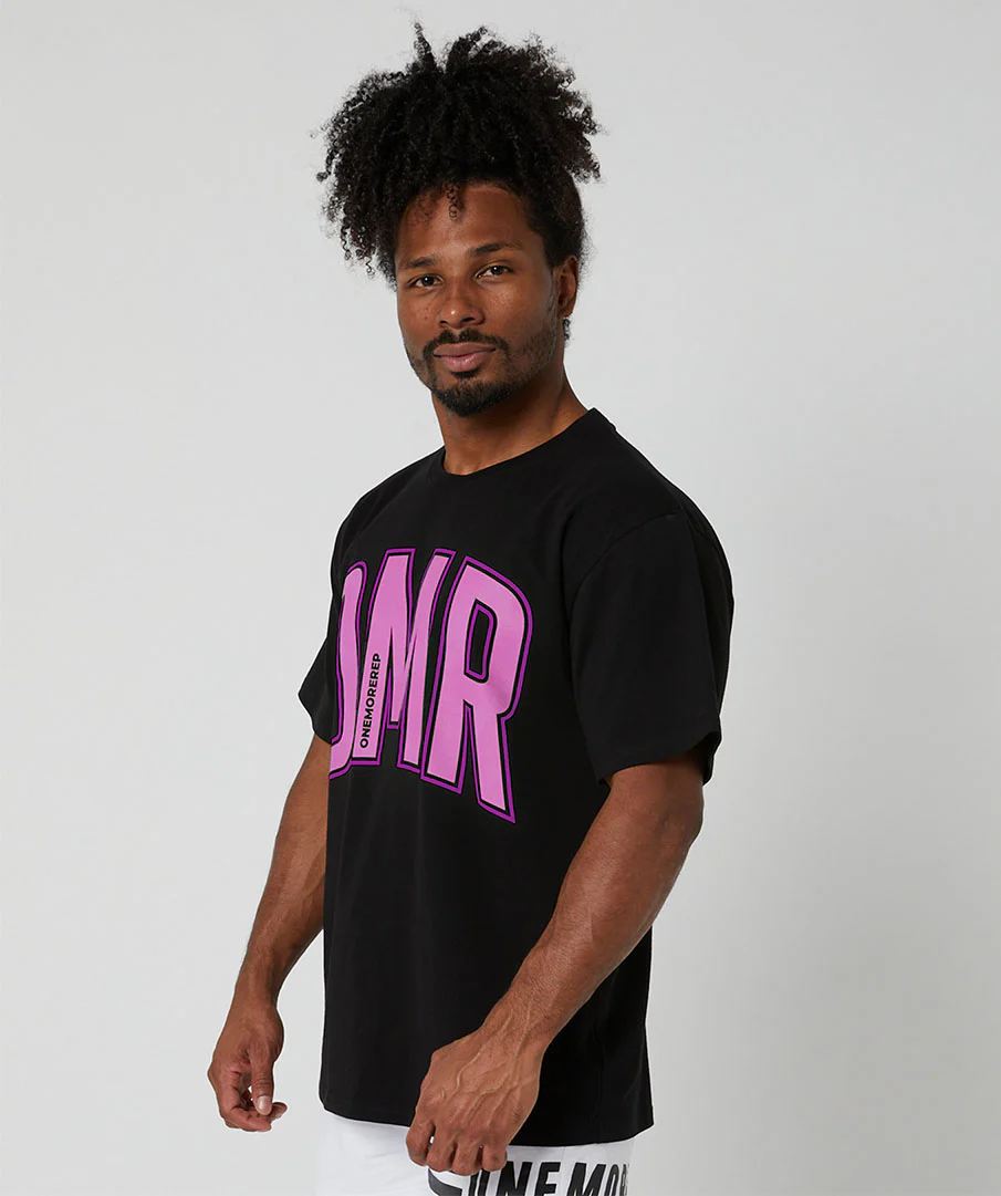 Oversized Pump Unisex Tee Black/Candy Pink by OneMoreRep - Image 4