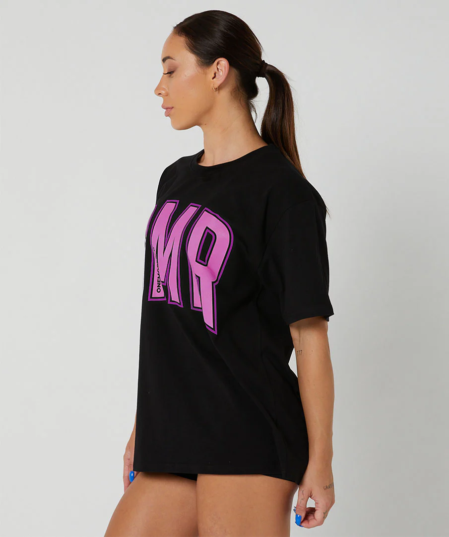 Oversized Pump Unisex Tee Black/Candy Pink by OneMoreRep - Image 8
