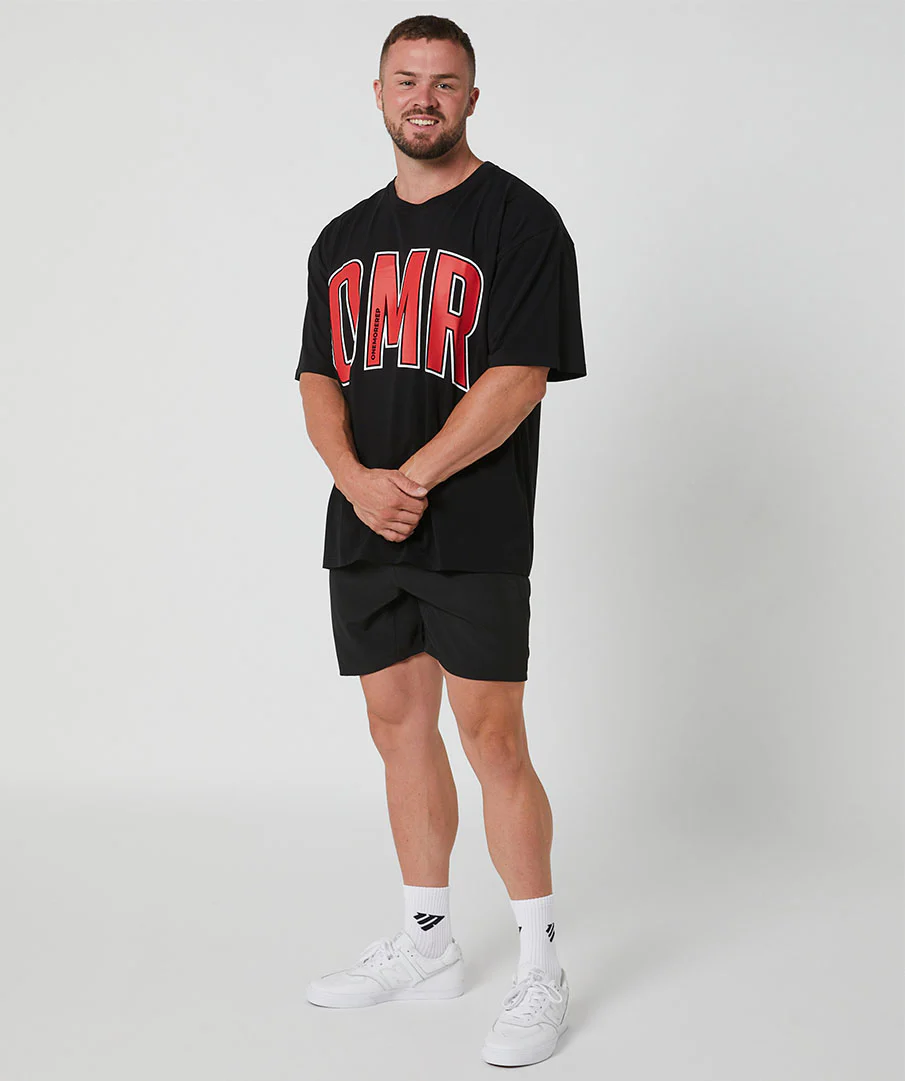 Oversized Pump Unisex Tee Black/Crimson by OneMoreRep - Image 3