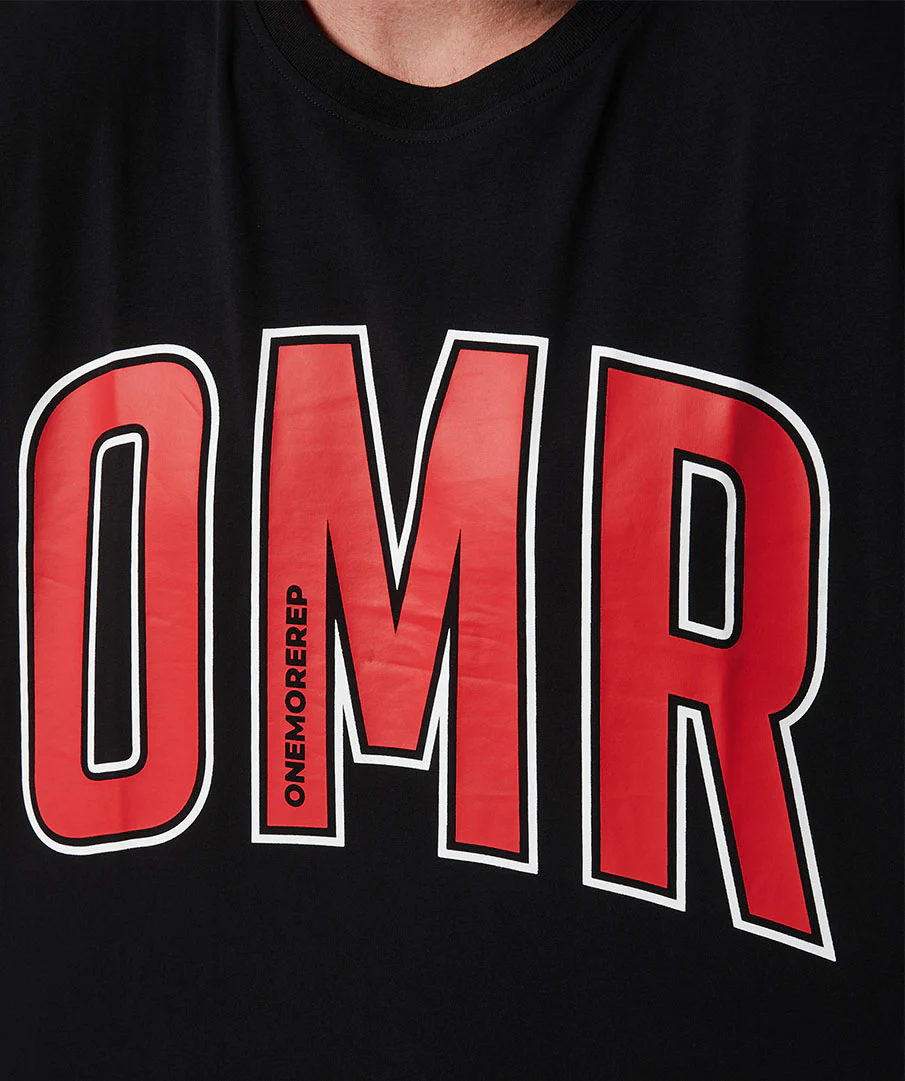 Oversized Pump Unisex Tee Black/Crimson by OneMoreRep - Image 4