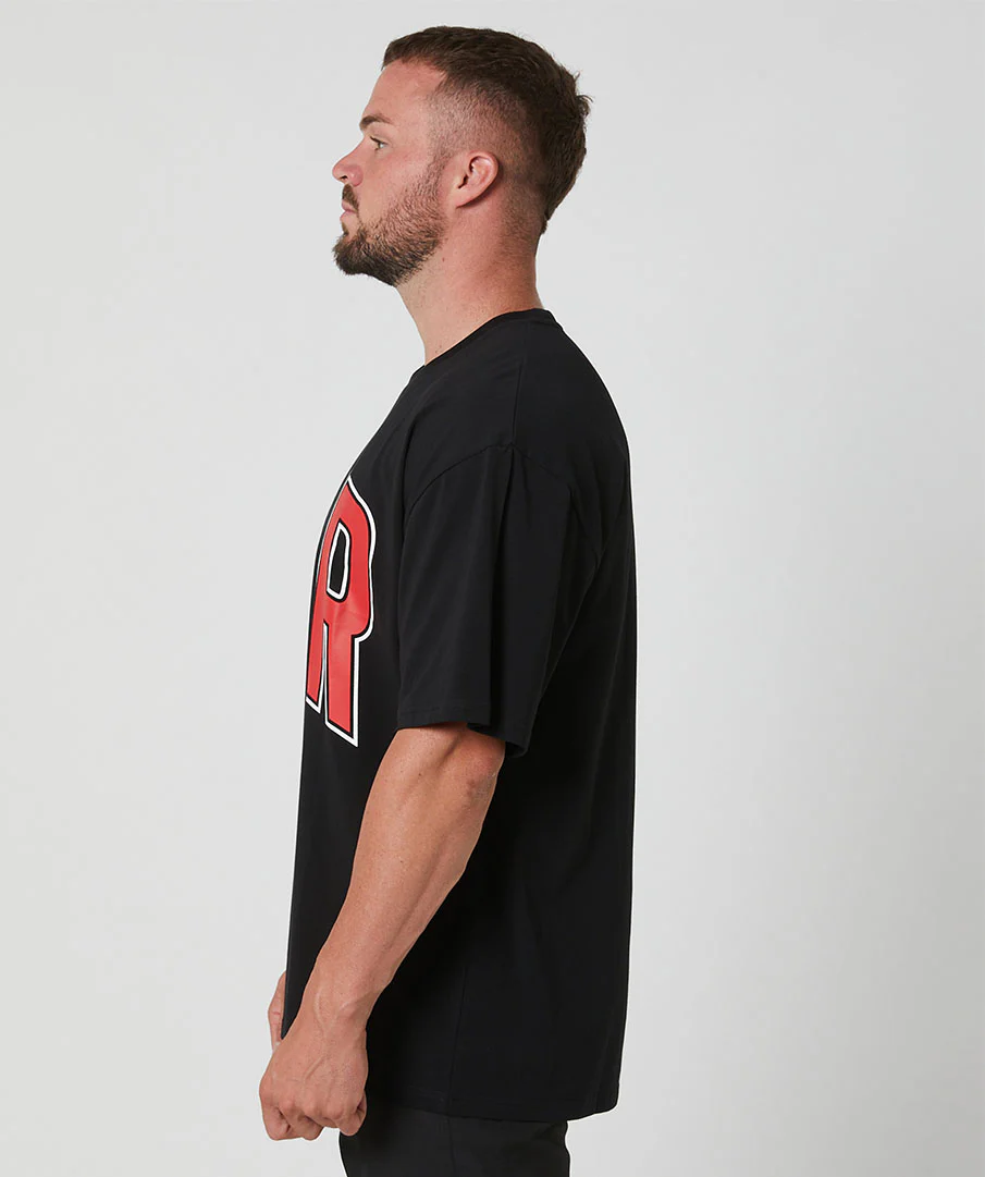 Oversized Pump Unisex Tee Black/Crimson by OneMoreRep - Image 6