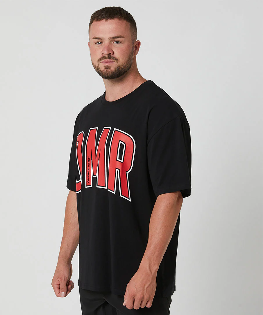 Oversized Pump Unisex Tee Black/Crimson by OneMoreRep - Image 7