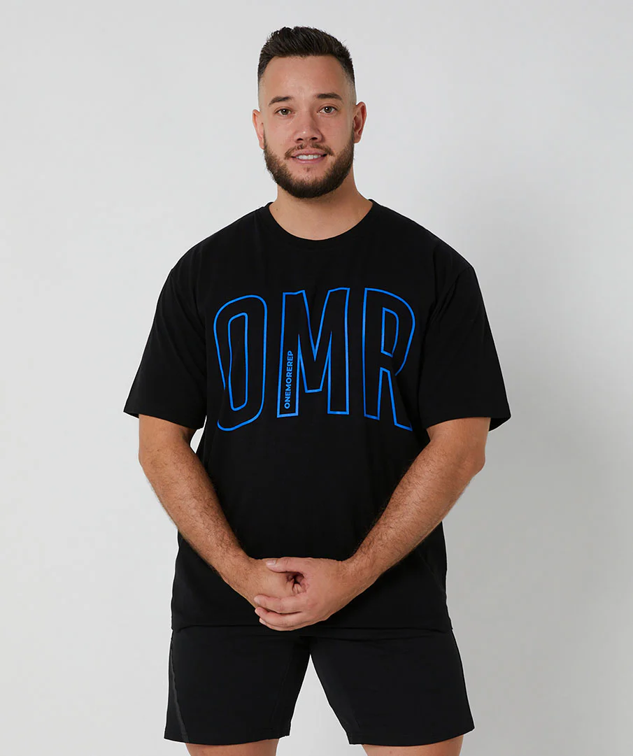 Oversized Pump Unisex Tee Black/Electric Blue by OneMoreRep