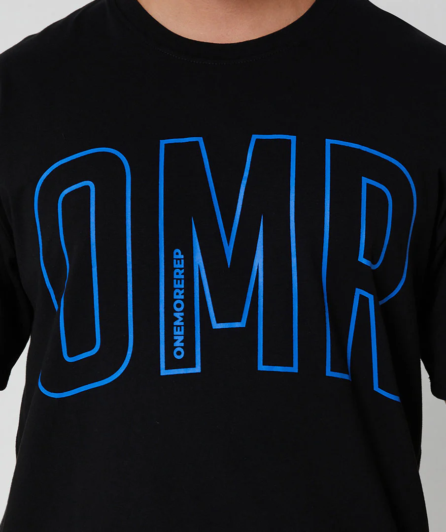 Oversized Pump Unisex Tee Black/Electric Blue by OneMoreRep - Image 6