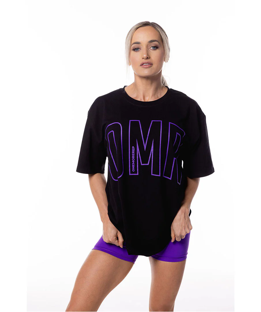 Oversized Pump Unisex Tee Black/Grape by OneMoreRep - Image 10
