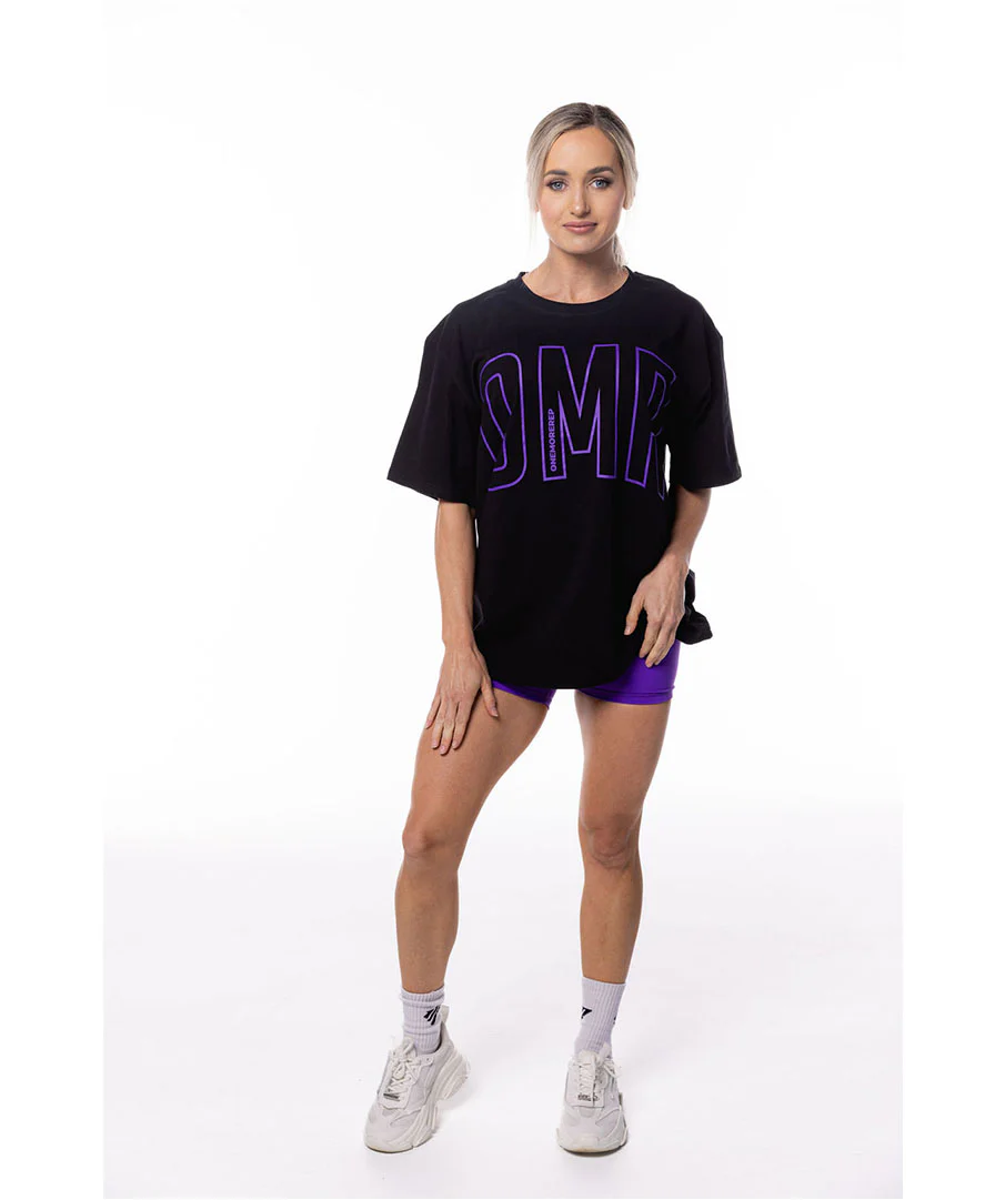 Oversized Pump Unisex Tee Black/Grape by OneMoreRep - Image 2