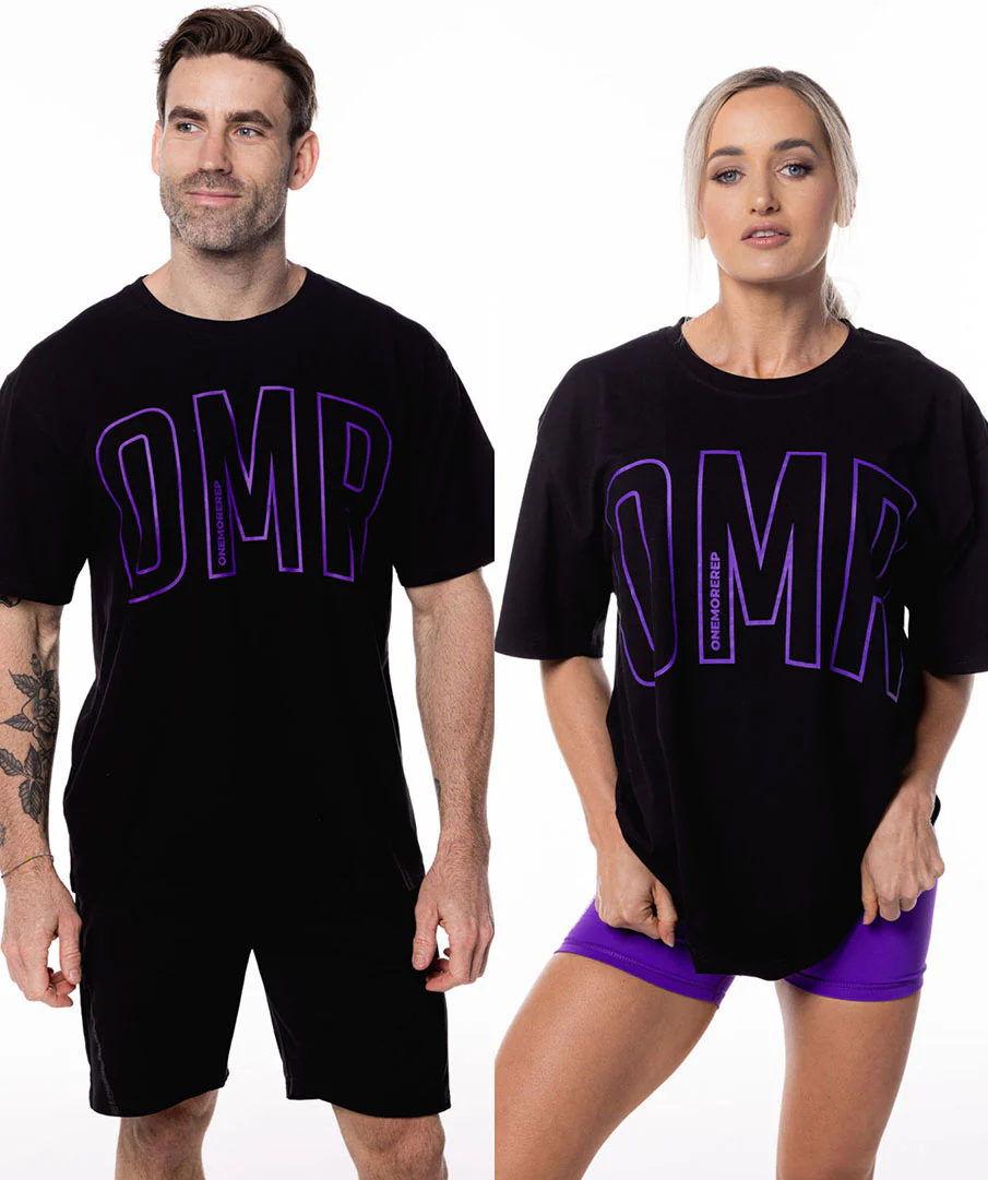 Oversized Pump Unisex Tee Black/Grape by OneMoreRep - Image 3