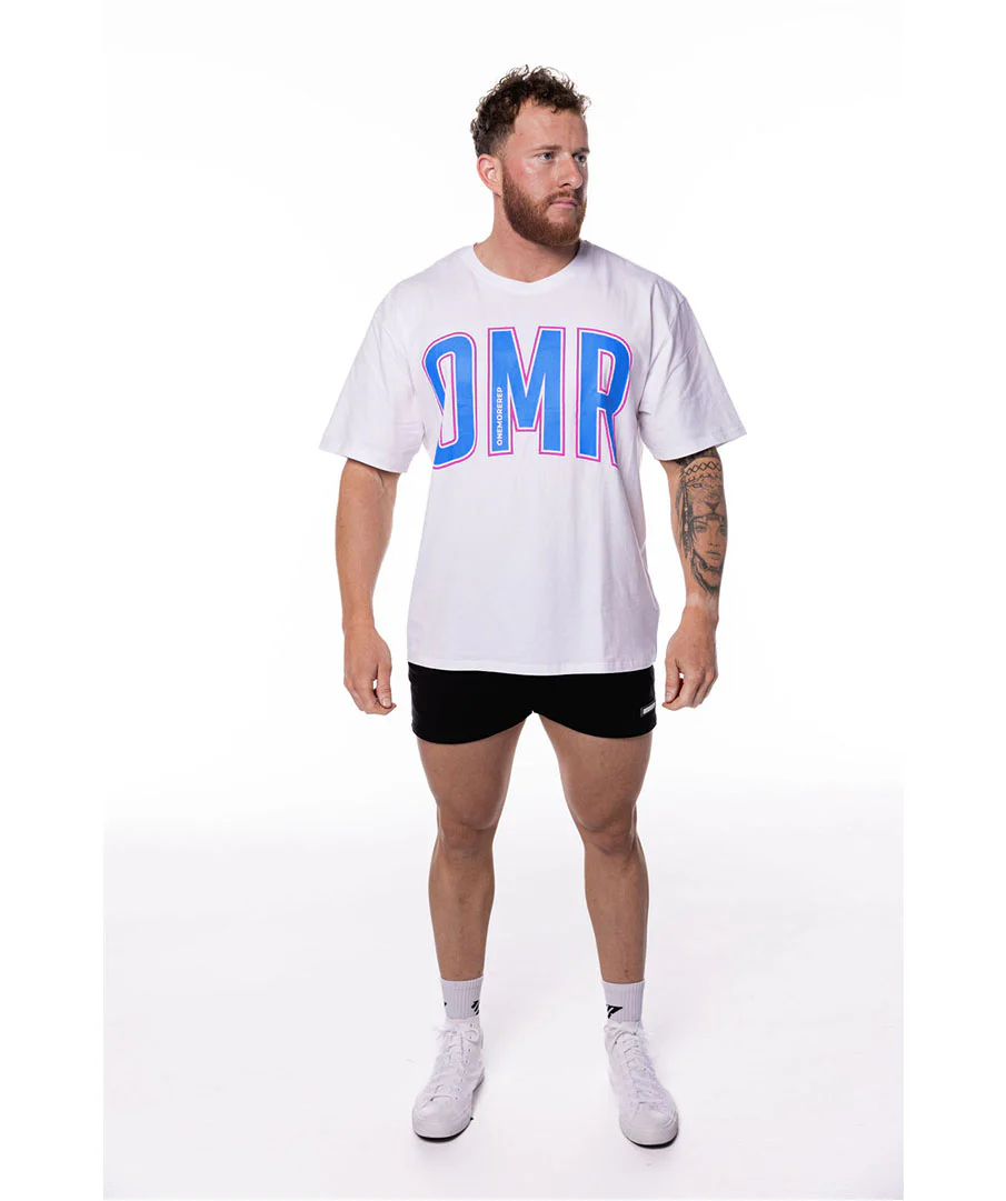 Oversized Pump Unisex Tee White/Blue Raz by OneMoreRep - Image 3
