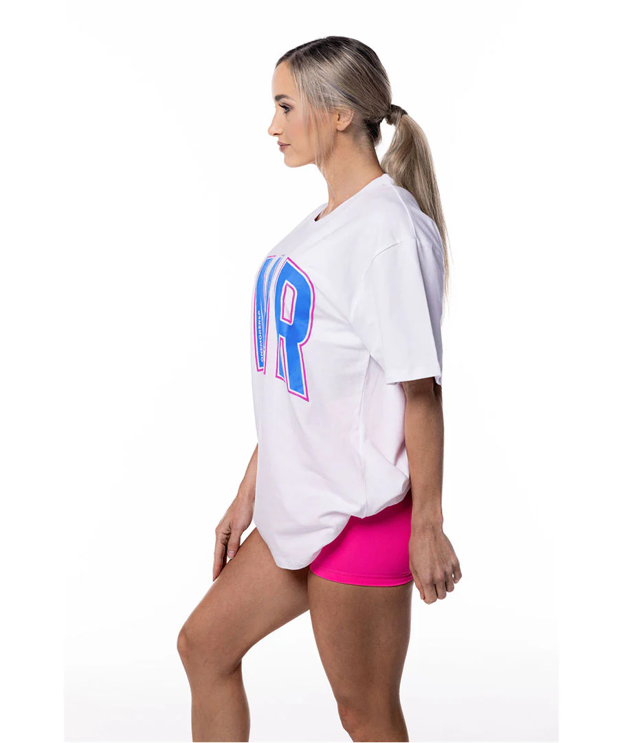Oversized Pump Unisex Tee White/Blue Raz by OneMoreRep - Image 5