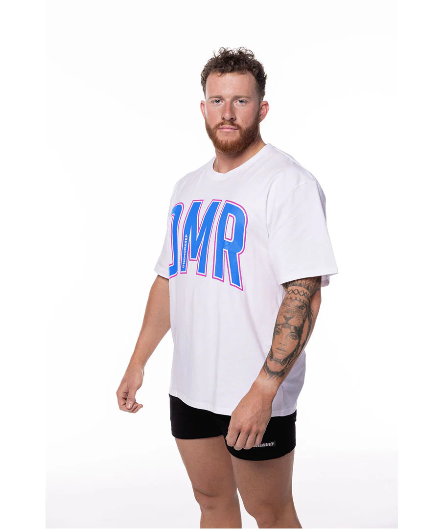 Oversized Pump Unisex Tee White/Blue Raz by OneMoreRep - Image 6