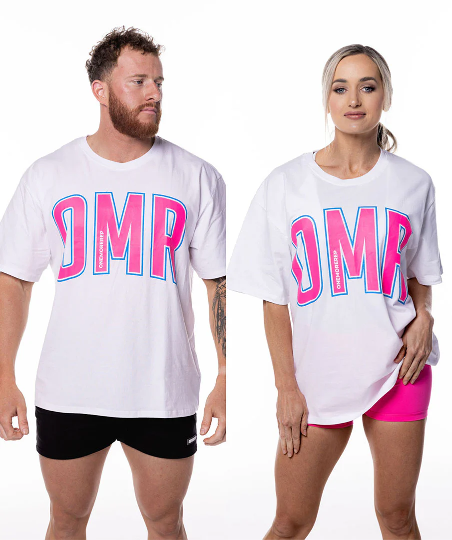 Oversized Pump Unisex Tee White/Bubblegum Pink by OneMoreRep - Image 11