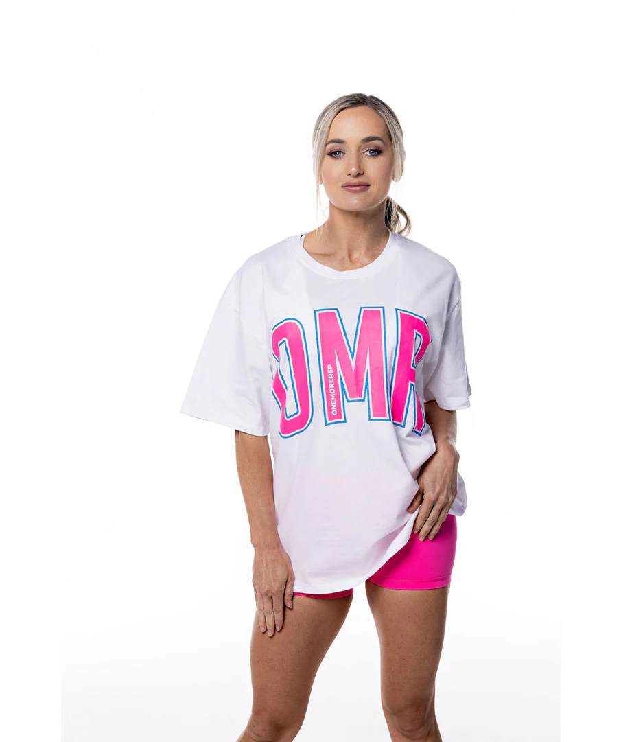 Oversized Pump Unisex Tee White/Bubblegum Pink by OneMoreRep - Image 2
