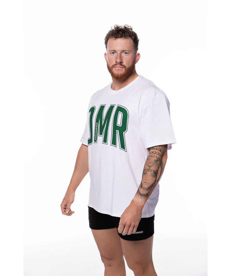 Oversized Pump Unisex Tee White/Forest by OneMoreRep - Image 3