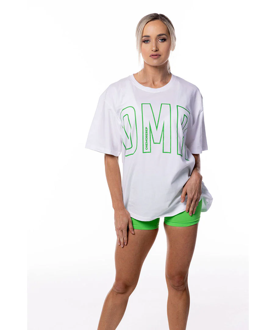 Oversized Pump Unisex Tee White/Green by OneMoreRep - Image 2