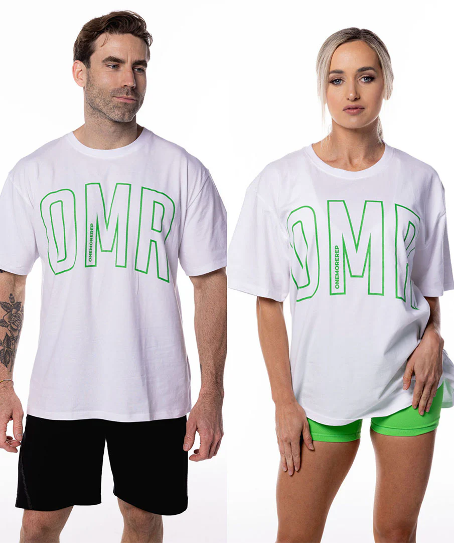 Oversized Pump Unisex Tee White/Green by OneMoreRep - Image 8