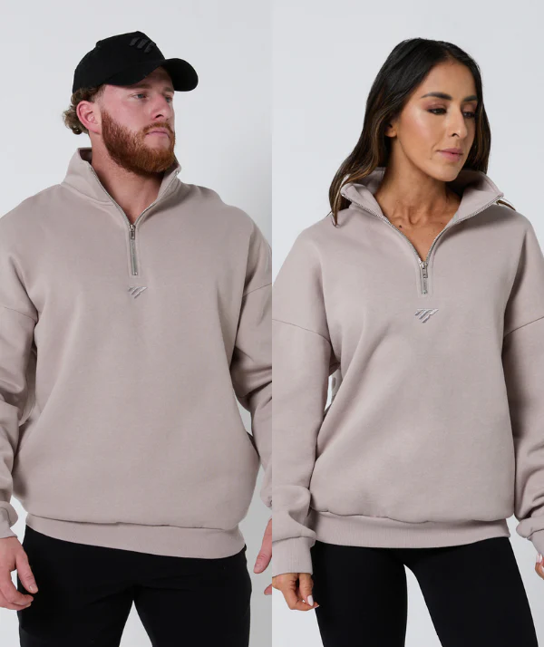 Strength Club Oversize Zip Jumper Stone by OneMoreRep
