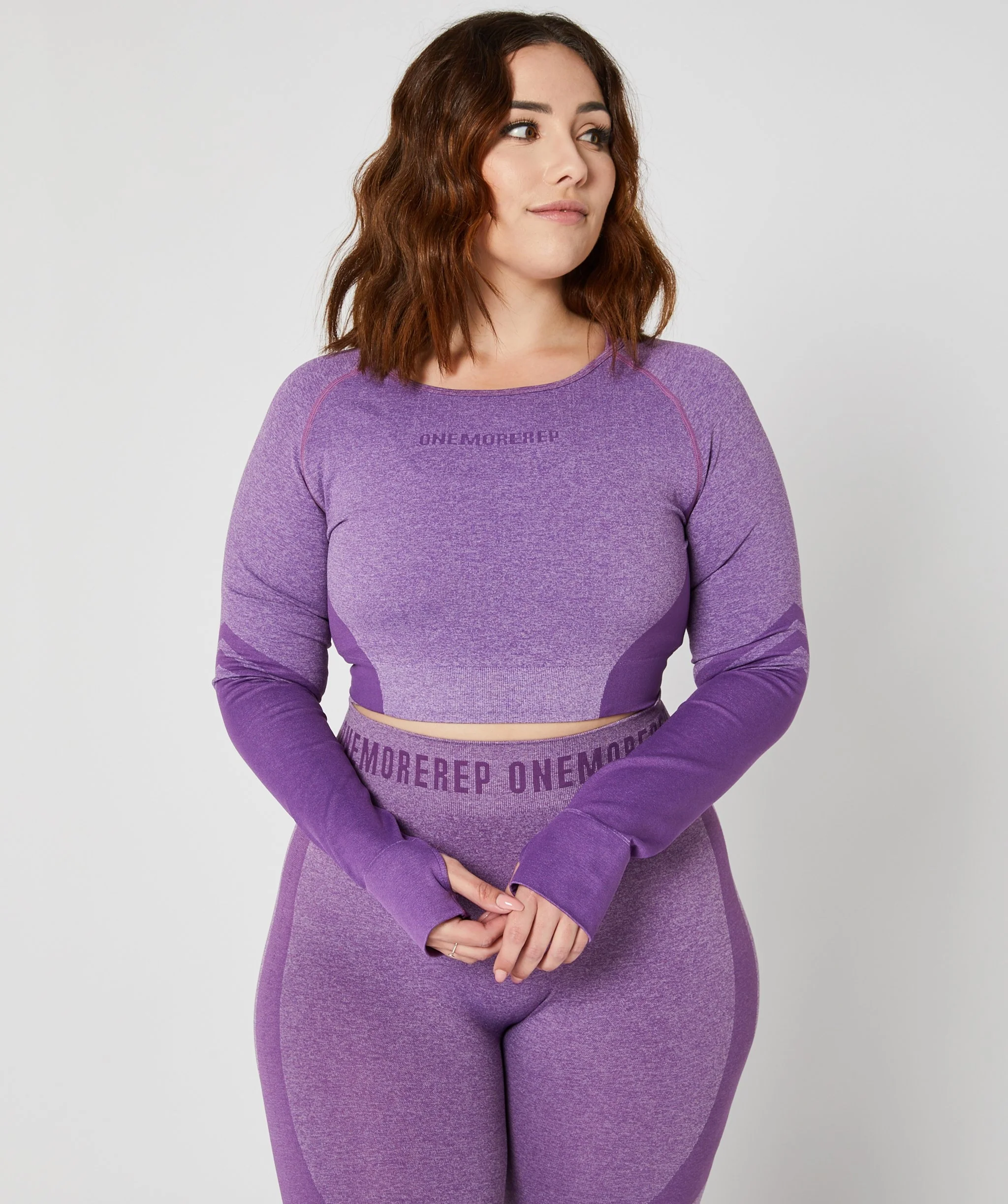 True Seamless Longsleeve Crop (Purple) by OneMoreRep