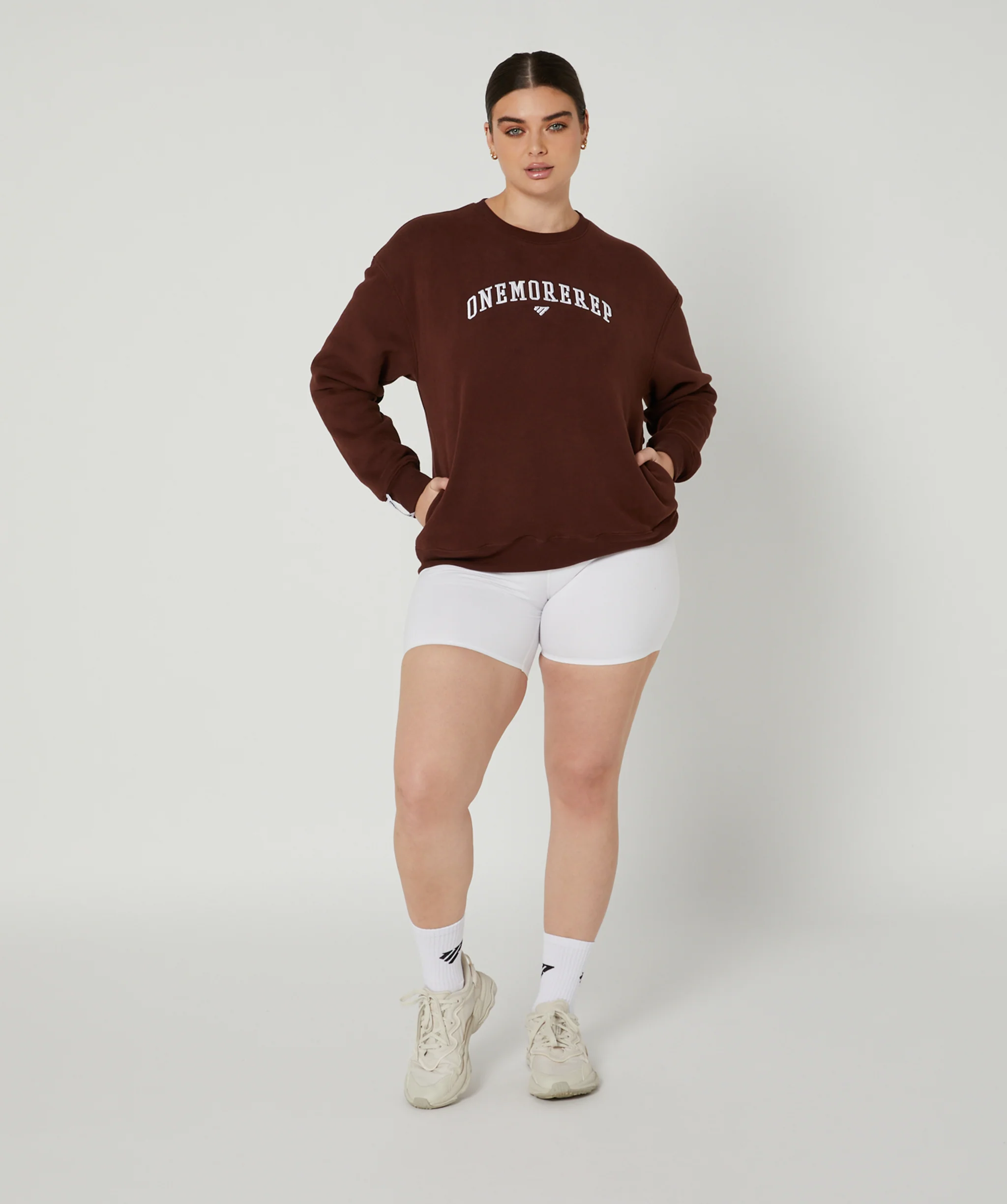 Varsity Crewneck Jumper (Mocha) by OneMoreRep