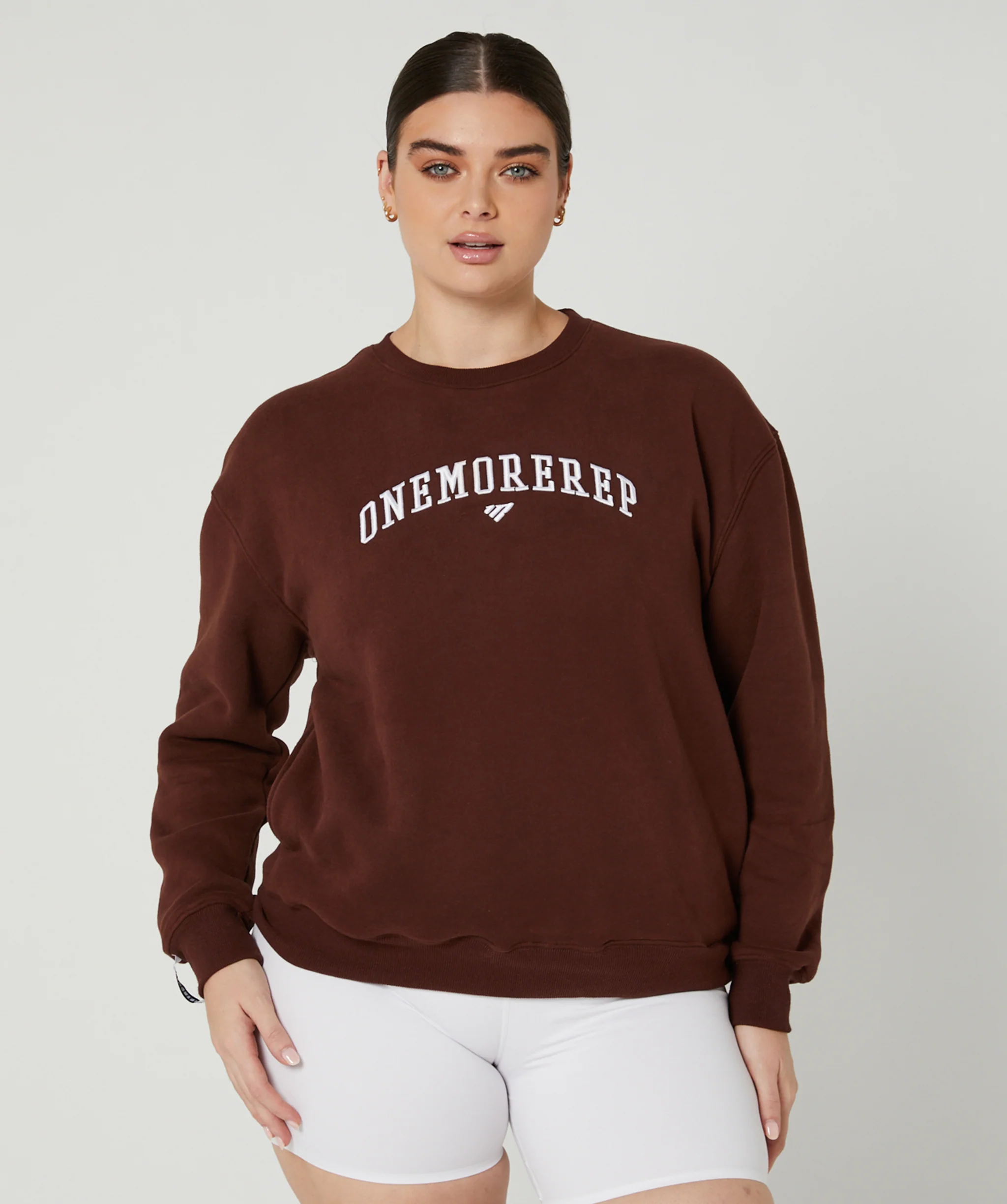Varsity Crewneck Jumper (Mocha) by OneMoreRep - Image 2