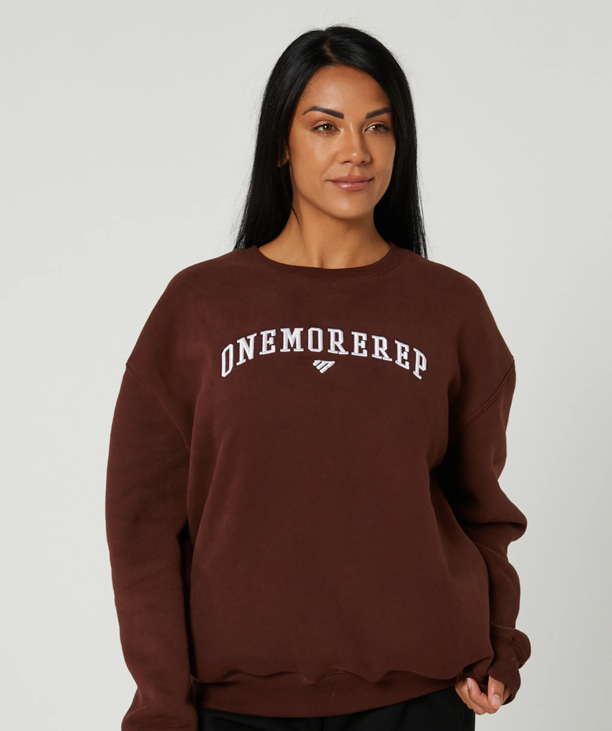 Varsity Crewneck Jumper (Mocha) by OneMoreRep - Image 3