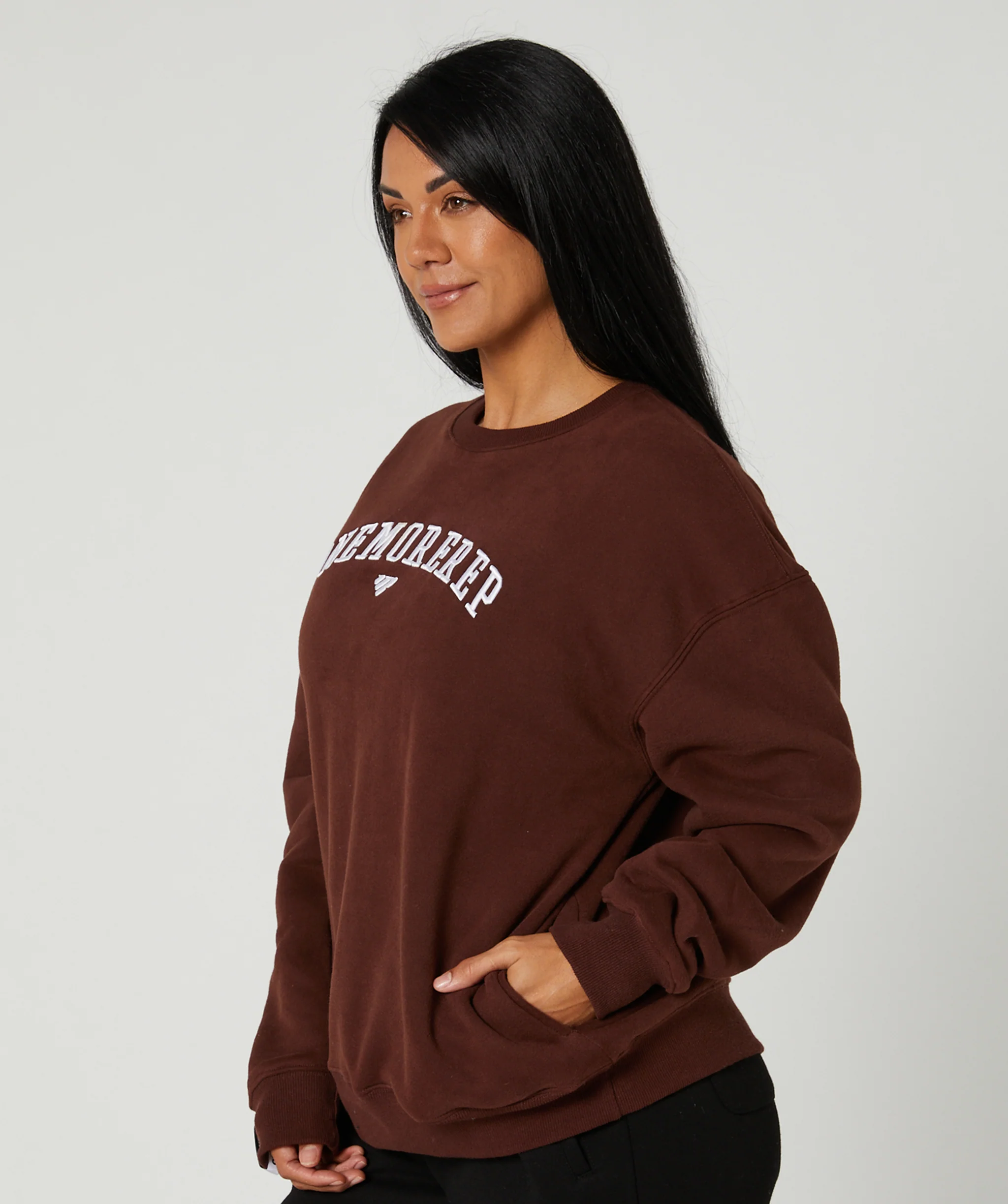 Varsity Crewneck Jumper (Mocha) by OneMoreRep - Image 4