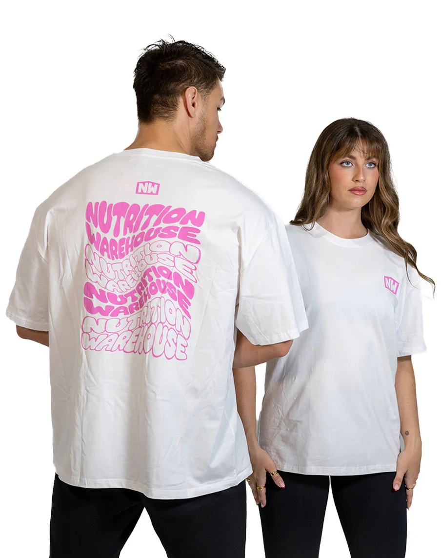 Wave Tee (White/Pink) by Nutrition Warehouse